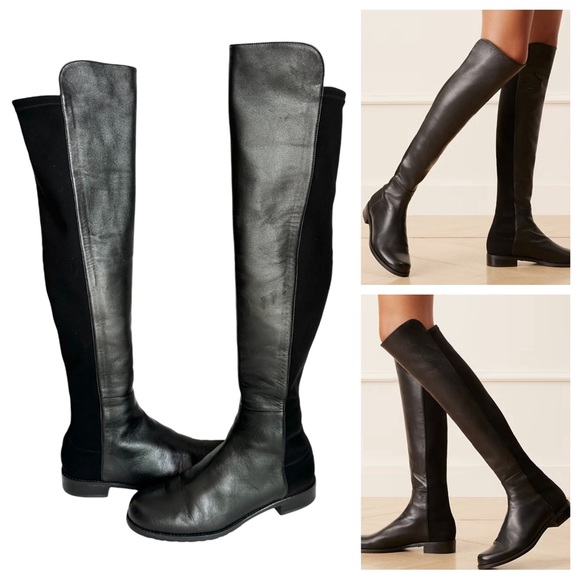 Stuart Weitzman Shoes - Stuart Weitzman black 5050 boot leather over-the-knee stretch Nappa heel 8